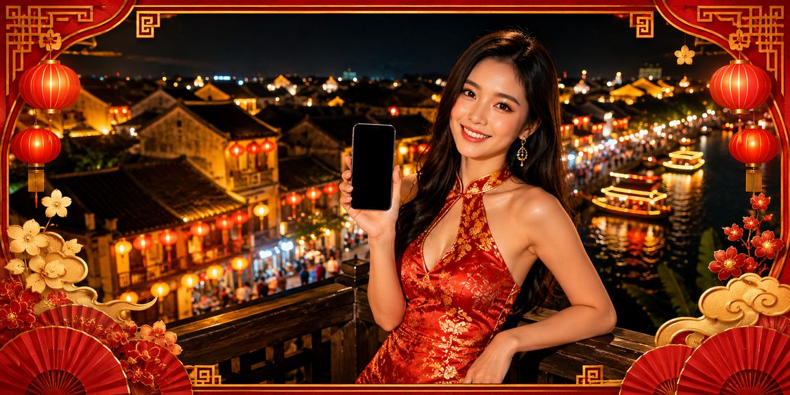 Người dùng truy cập sự kiện thể thao trực tuyến bên đèn lồng Hội An về đêm